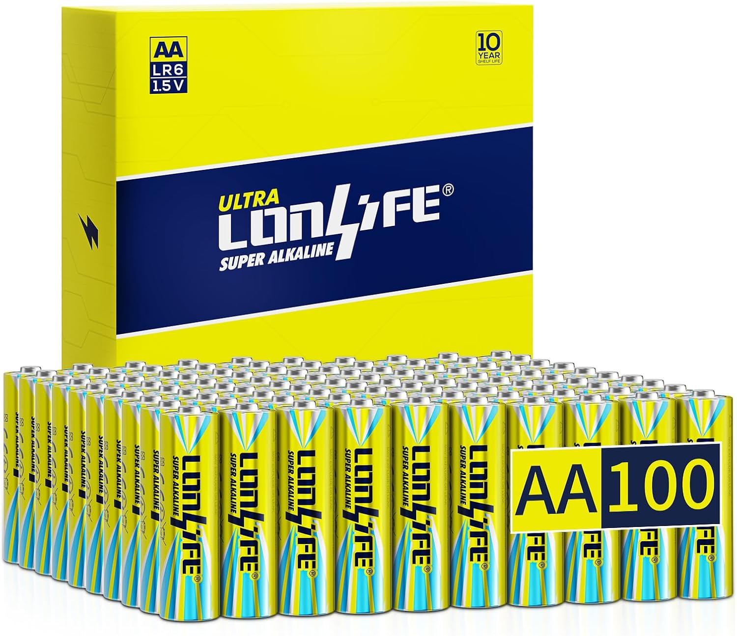 Double A Batteries,100 Pack Alkaline Double A Batteries